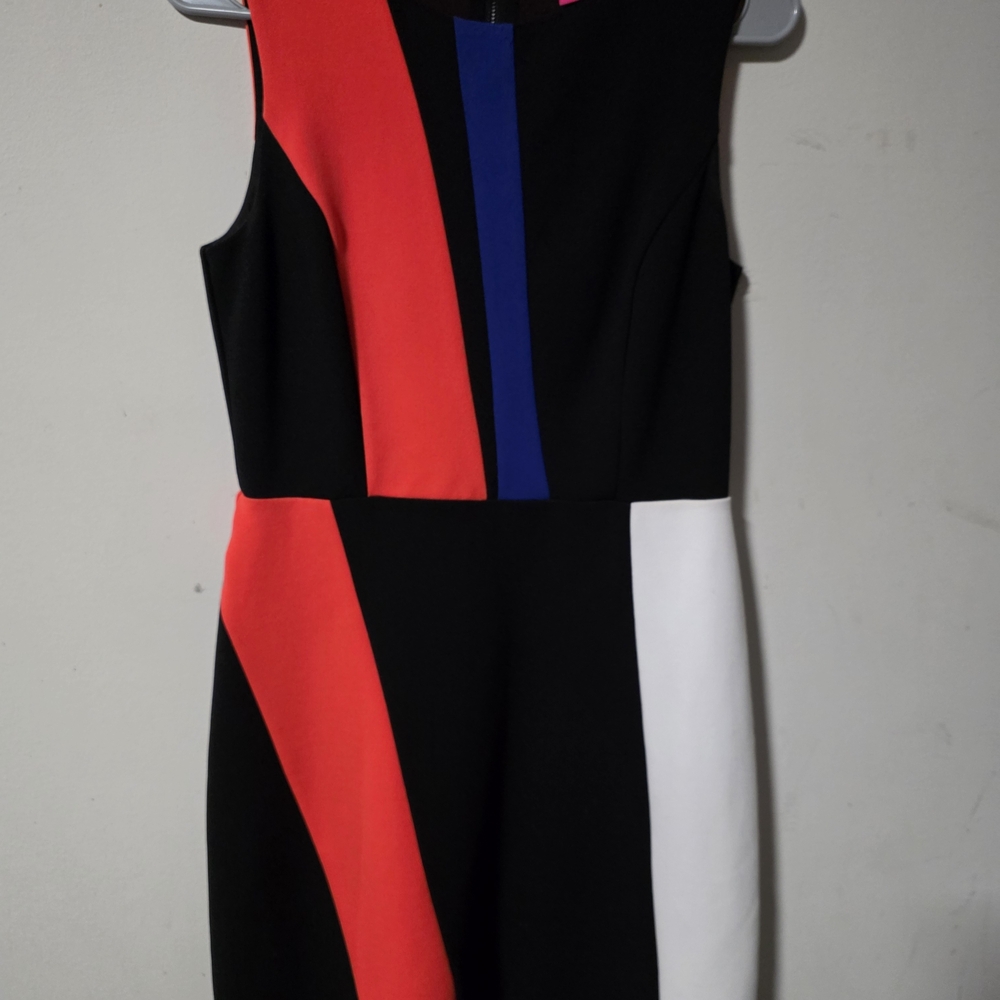 Vince Camuto Black Red Blue White Colorblock Sleeveless Mini Dress